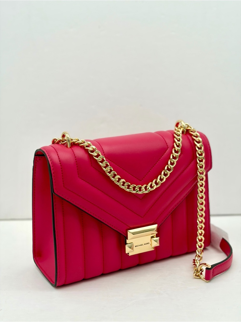 MICHAEL KORS - WHITNEY CROSSBODY / SHOULDER BAG Quilted Electric Pink